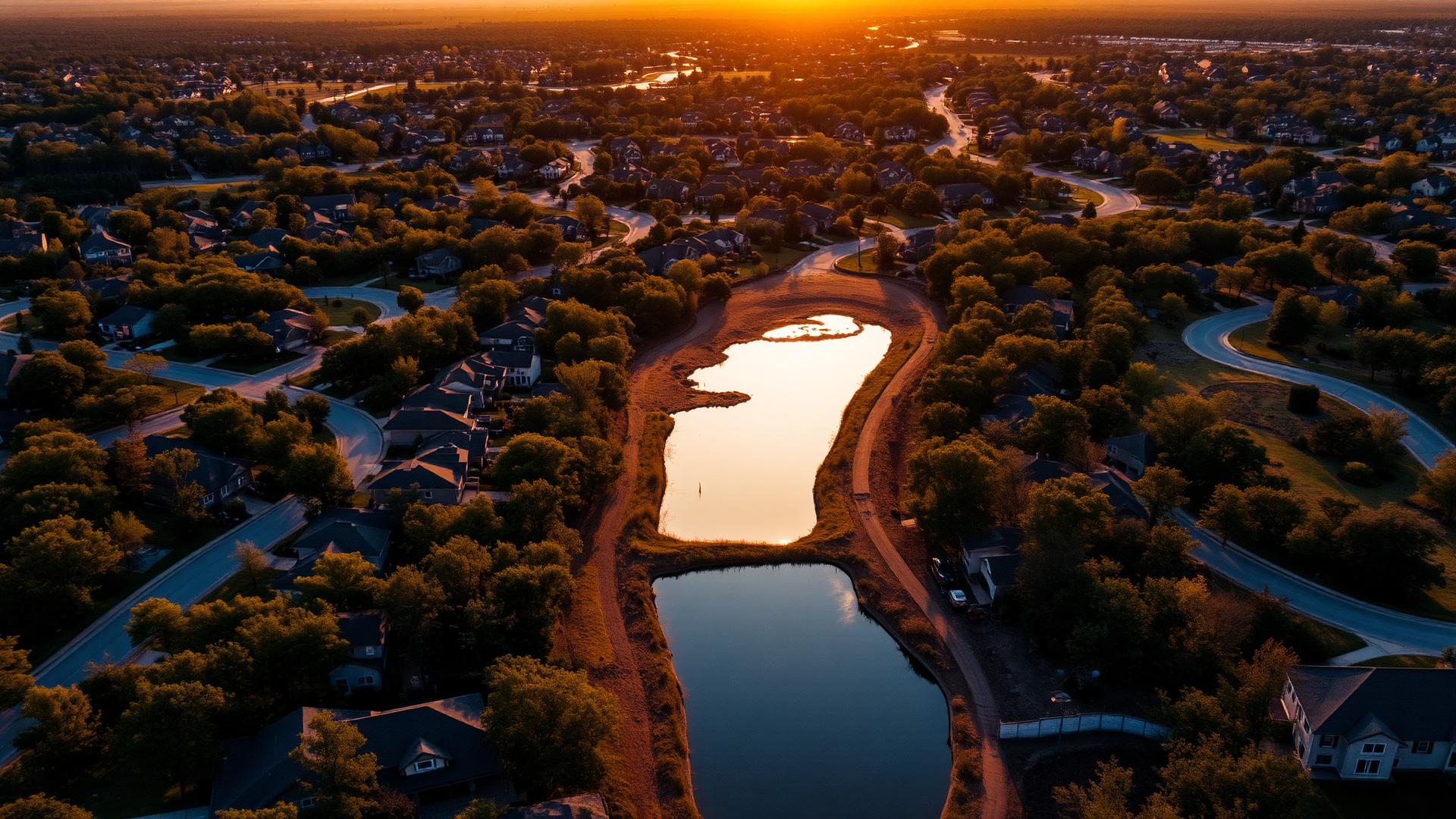 Texas master-planned community at golden hour